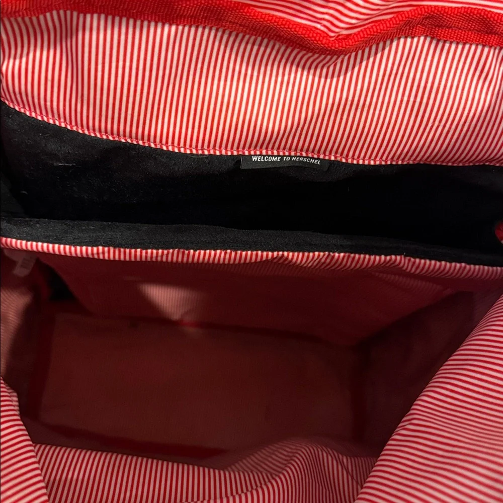 Herschel Retreat backpack book bag with laptop sleeve black and red
